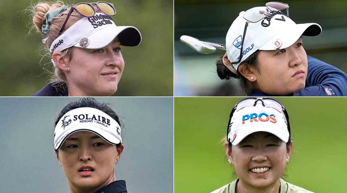 U.S. Women's Open contenders pictured clockwise from top left: Nelly Korda, Rose Zhang, Mina Harigae and Jin Young Ko.